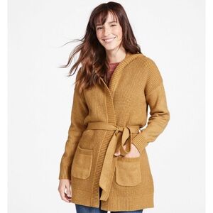 L.L. Bean Women's All-Day Waffle Sweater, Hooded Wrap Cardigan